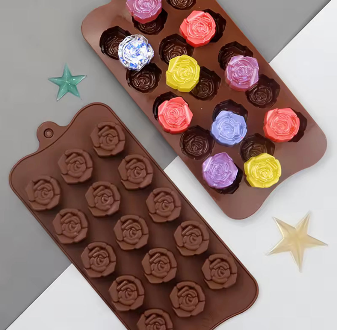 Flowers Shaped Silicone Chocolate Mold, Cake Decoration Tool, Reusable Rose Flower Chocolate Mold Flowers Shaped Silicone Chocolate Mold, Cake Decoration Tool, Reusable Rose Flower Chocolate Mold